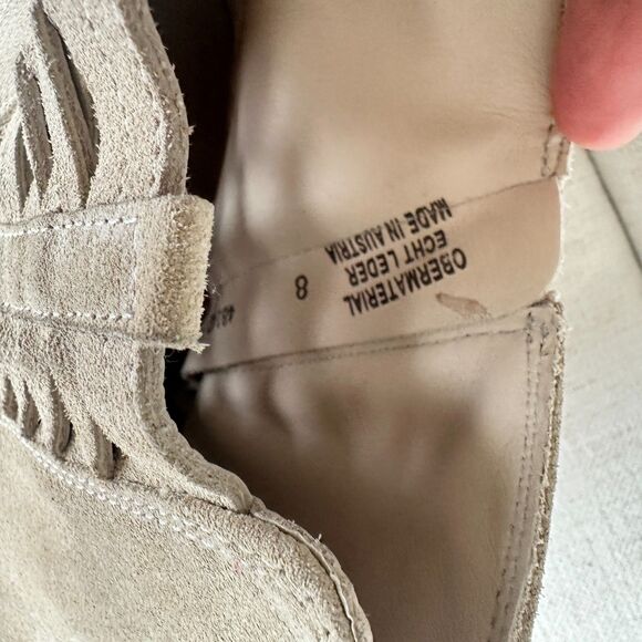 Paul Green Designer Suede Ankle Booties Beige Women's Size US 10 New $520 - Picture 10 of 11